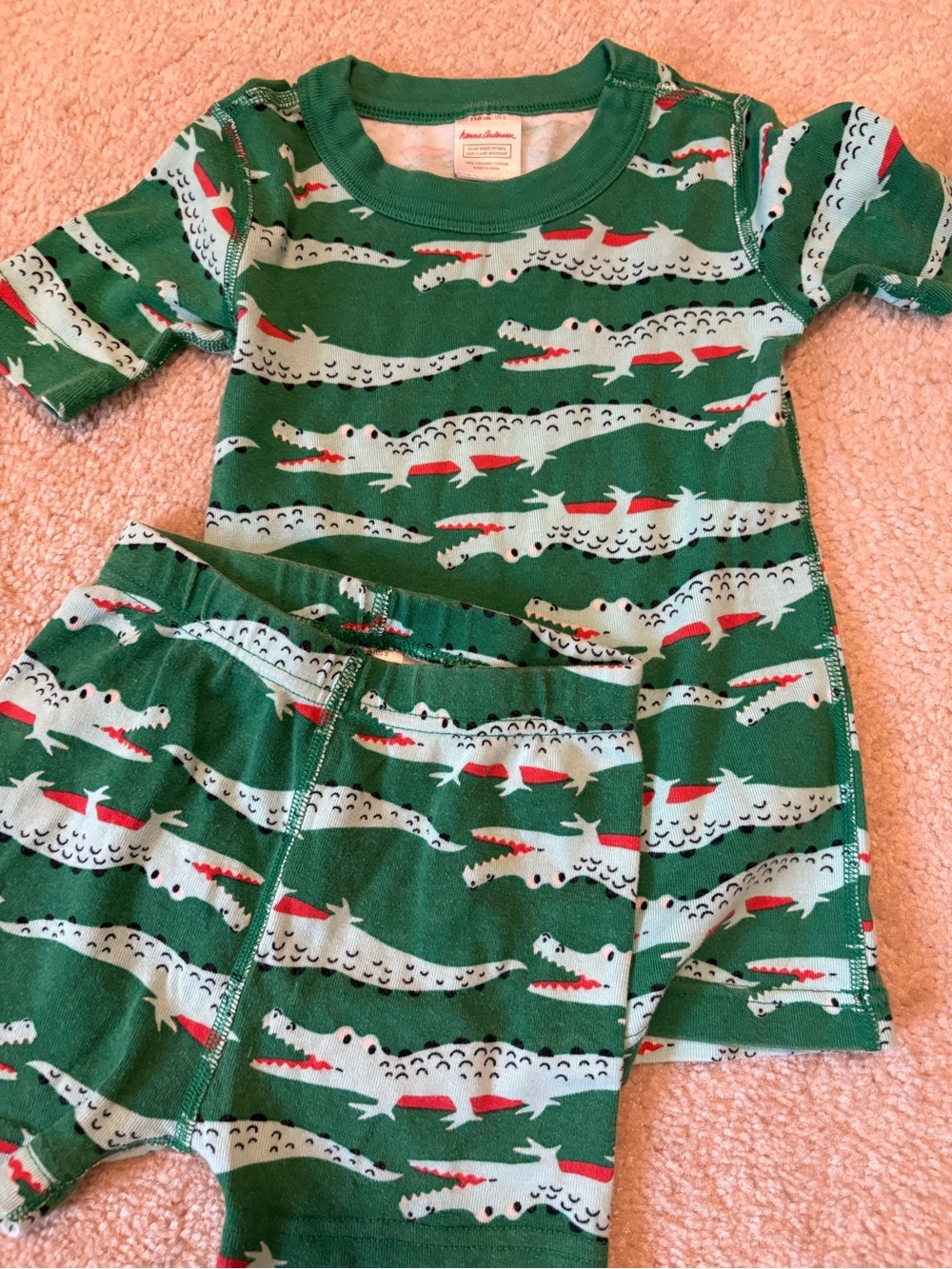 Hanna Andersson Green Crocodile Print Kids Pajama Set